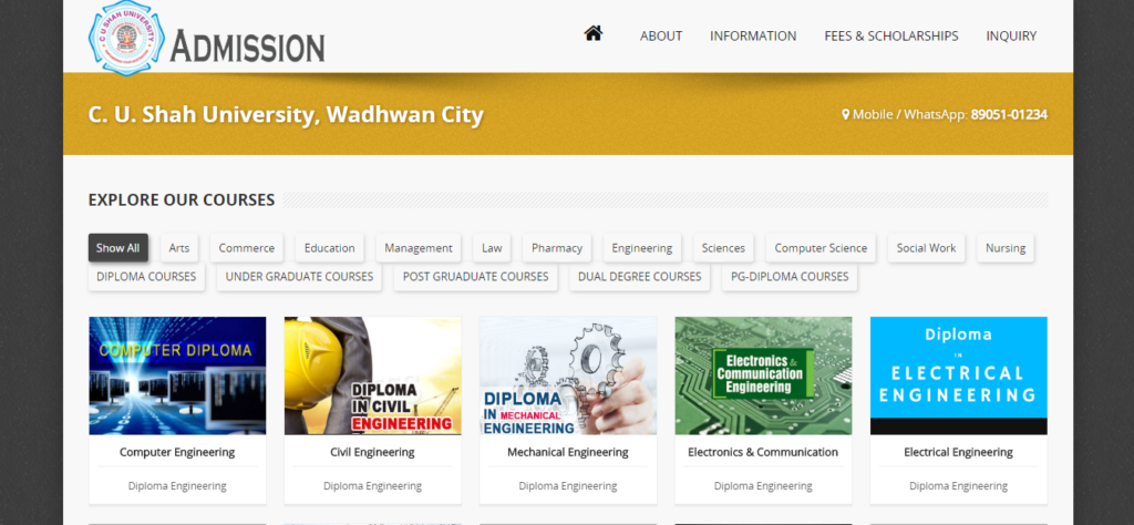 CU Shah University Admission