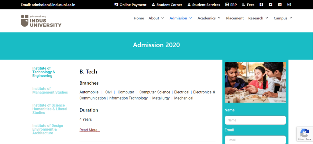 Indus University Admission