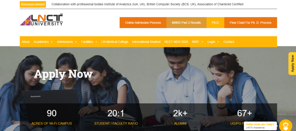 LNCT University Admission