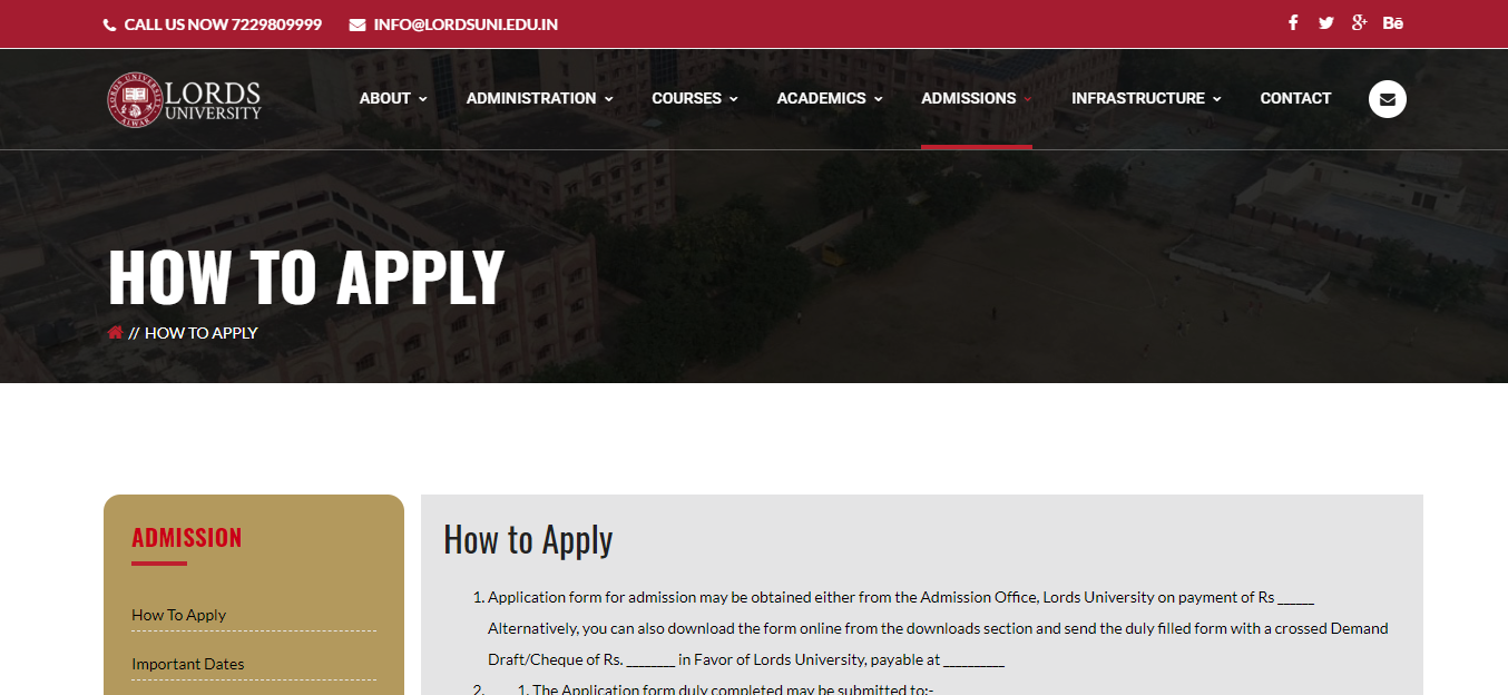 LORDS UNIVERSITY ADMISSION