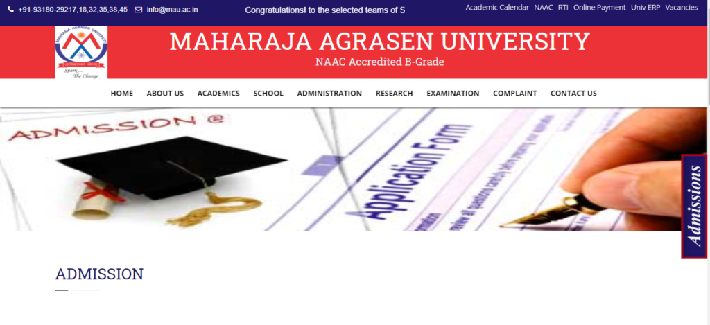 Maharaja Agrasen University Admission
