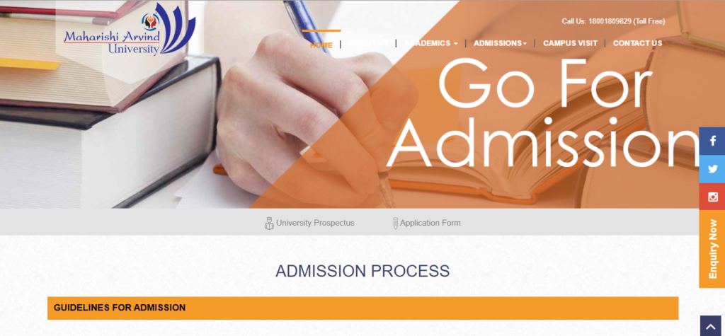 Maharishi Arvind University Admission