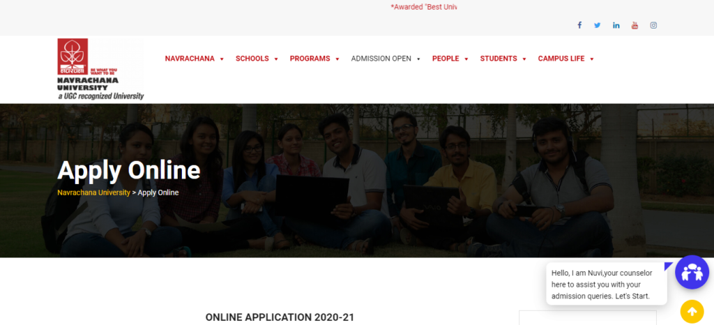 Navrachana University Admission