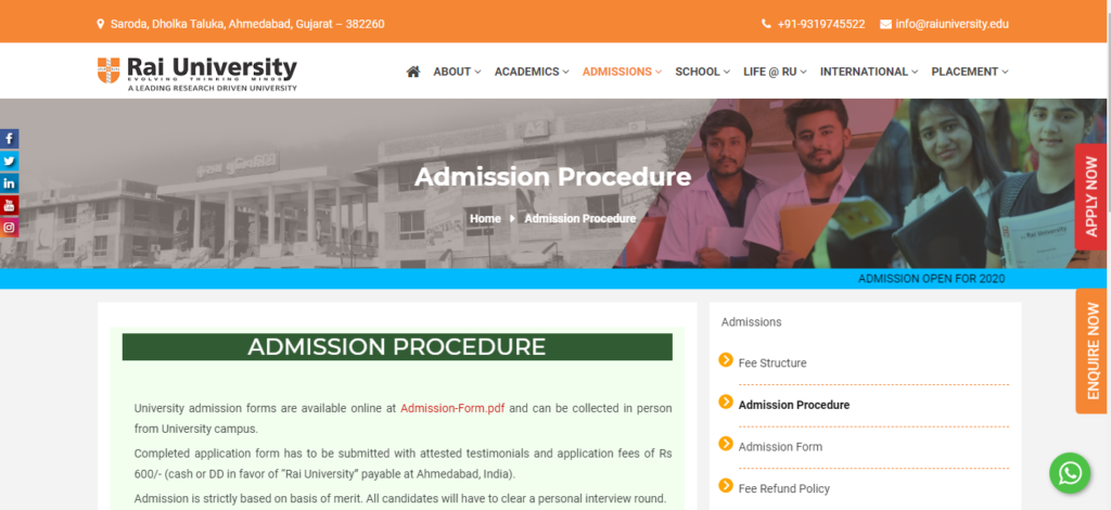 Rai University Admission