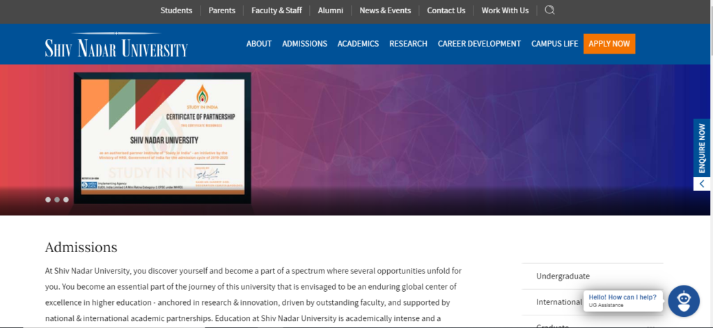Shiv Nadar University Admission