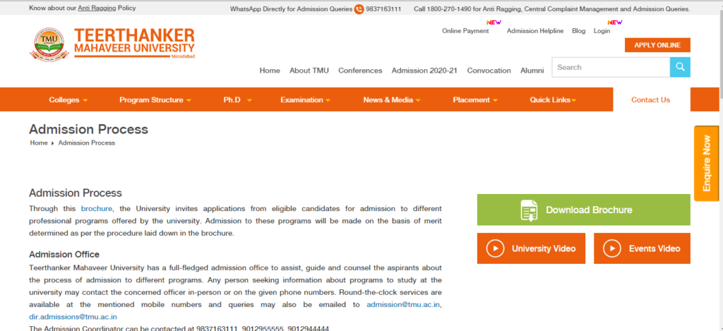 Teerthanker Mahaveer University Admission