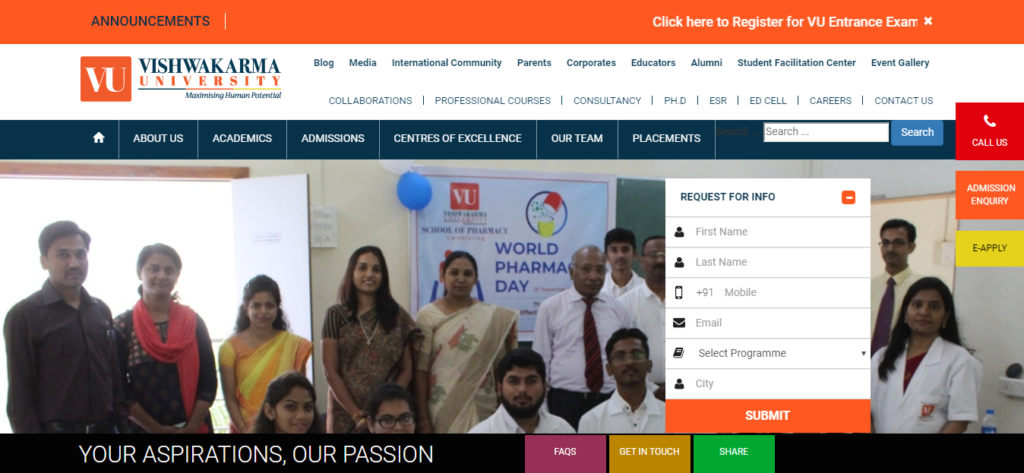 Vishwakarma University Admission