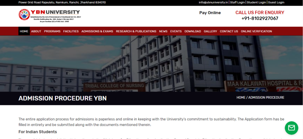 YBN University Admission