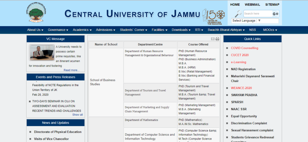 Central University Of Jammu Admission 2024, Courses, Cut Off, Last Date ...