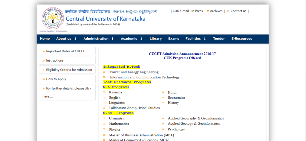 Central University of Karnataka Admission 2026 | Courses, Application ...