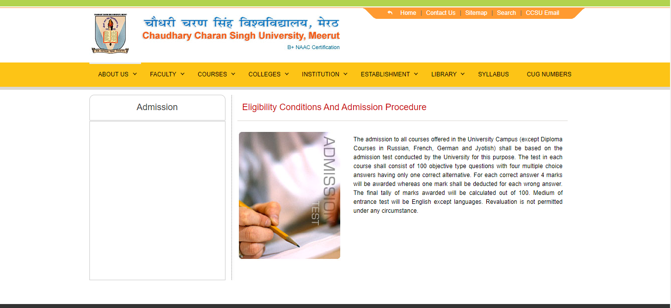 Choudary Charan Singh University Admission