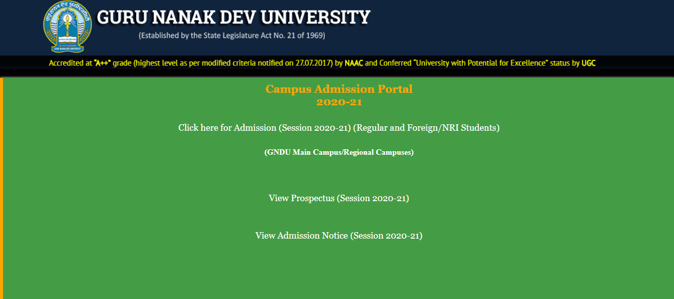 Guru Nanak Dev University Admission