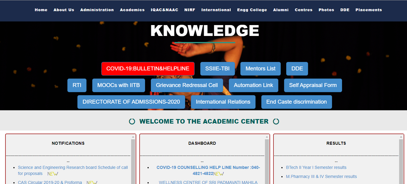 Shri Padmavati Mahila Visvavidyalayam Admission