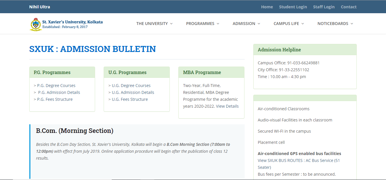 St. Xavier_s University Admission