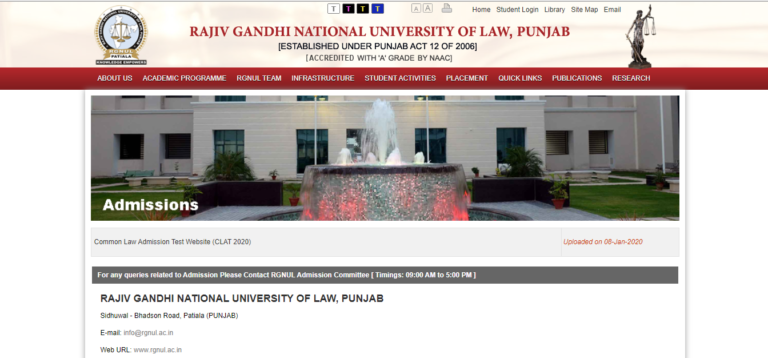 The Rajiv Gandhi National University of Law Admission 2026, Eligibility ...