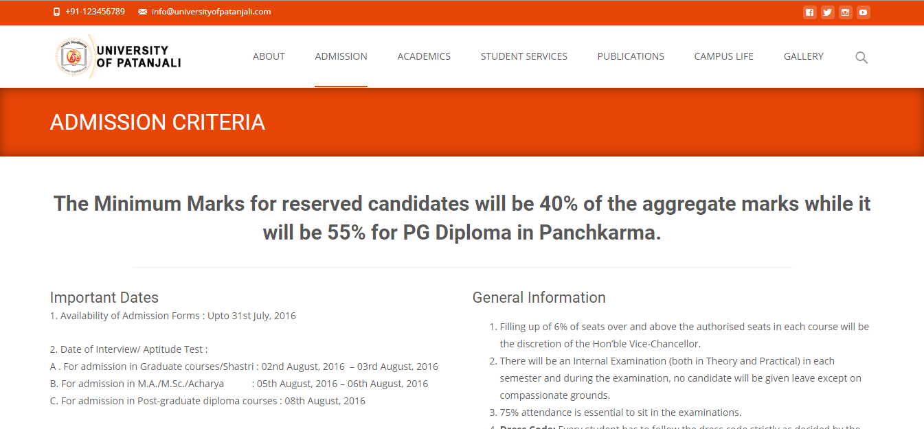 Patanjali University Admission